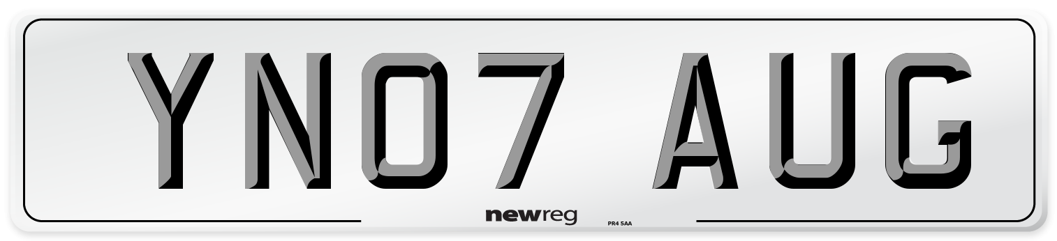 YN07 AUG Number Plate from New Reg